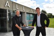 8 August 2020; The Football Association of Ireland have confirmed that Paul McGrath and Anne O'Brien have both been inducted into the Hall of Fame. Pictured are Niall Quinn, FAI Deputy Interim CEO, and Paul McGrath at the 3 FAI International Awards presentation at the FAI Headquarters in Abbotstown, Dublin. Photo by Ray McManus/Sportsfile