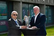 6 August 2020; The former player, referee and Republic of Ireland kit manager Charlie O'Leary has been announced as the 21st recipient of the Special Merit Award award, pictured withy his son John, during the 3 FAI International Awards presentation at the FAI Headquarters in Abbotstown, Dublin. Photo by Ray McManus/Sportsfile