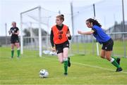 4 August 2020; Chloe McCarthy, left, and Laura Shine during Republic of Ireland Women's Under-17 Training Camp at Tramore AFC in Waterford. Photo by Piaras Ó Mídheach/Sportsfile