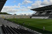 1 August 2020; The St. Finbarrs team warm up prior to the Cork County Senior Hurling Championship Group C Round 1 match between Glen Rovers and St. Finbarrs at Páirc Uí Chaoimh in Cork. GAA matches continue to take place in front of a limited number of people due to the ongoing Coronavirus restrictions. Photo by Brendan Moran/Sportsfile