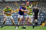 1 August 2020; James O'Carroll of Erin's Own in action against Tadhg Deasy, left, and Alan Connolly of Blackrock during the Cork County Senior Hurling Championship Group B Round 1 match between Blackrock and Erin's Own at Páirc Uí Rinn  in Cork. GAA matches continue to take place in front of a limited number of people due to the ongoing Coronavirus restrictions. Photo by Brendan Moran/Sportsfile