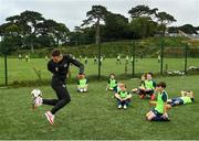 6 August 2020; Republic of Ireland international player Callum Thompson showing off some skills to attendees during the Intersport Elvery's FAI Summer Soccer Schools event at Sporting Greystones in Co. Wicklow. Photo by David Fitzgerald/Sportsfile