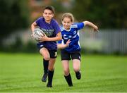6 August 2020; Shera Creamer, age 12, and Aoife Davies, age 10, in action during the Bank of Ireland Leinster Rugby Summer Camp in Boyne, Co. Meath. Photo by Matt Browne/Sportsfile