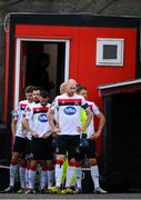 7 August 2020; Dundalk captain Chris Shields and his team-mates prior to the SSE Airtricity League Premier Division match between Bohemians and Dundalk at Dalymount Park in Dublin. Photo by Stephen McCarthy/Sportsfile
