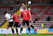7 August 2020; Michael Duffy of Dundalk heads his side's first goal during the SSE Airtricity League Premier Division match between Bohemians and Dundalk at Dalymount Park in Dublin. Photo by Stephen McCarthy/Sportsfile