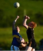 7 August 2020; Ciaran McGinley of Kilcar in action against Sean McGettigan of St Eunan's during the Donegal County Senior Football Championship Round 1 match between St Eunan's and Kilcar at O'Donnell Park in Letterkenny, Donegal. Photo by Ramsey Cardy/Sportsfile