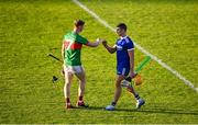 7 August 2020; John Meagher of Loughmore-Castleiney and Ronan Maher of Thurles Sarsfields bump fists following the Tipperary County Senior Hurling Championship Group 3 Round 2 match between Loughmore-Castleiney and Thurles Sarsfields at Semple Stadium in Thurles, Tipperary. Photo by Sam Barnes/Sportsfile