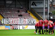 7 August 2020; A banner is held up prior to the SSE Airtricity League Premier Division match between Bohemians and Dundalk at Dalymount Park in Dublin. Photo by Stephen McCarthy/Sportsfile