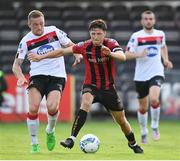 7 August 2020; Keith Buckley of Bohemians in action against John Mountney of Dundalk during the SSE Airtricity League Premier Division match between Bohemians and Dundalk at Dalymount Park in Dublin. Photo by Stephen McCarthy/Sportsfile