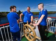 8 August 2020; Milford United Reserves players, from left, Ciarán Gibbons, Adam Bolton and Ryan Flood, on their way to the match on the Arranmore Ferry, ahead of the Donegal Junior League Glencar Inn Division One match between Arranmore United and Milford United Reserves at Rannagh Park in Arranmore, Donegal. The island of Arranmore is off the west coast of County Donegal, with a population of 469. Photo by Ramsey Cardy/Sportsfile