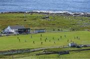 8 August 2020; A view of action during the Donegal Junior League Glencar Inn Division One match between Arranmore United and Milford United Reserves at Rannagh Park in Arranmore, Donegal. The island of Arranmore is off the west coast of County Donegal, with a population of 469. Photo by Ramsey Cardy/Sportsfile