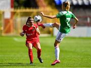 8 August 2020; Jamie Finn of Shelbourne in action against Christina Dring of Cork City during the FAI Women's National League match between Shelbourne and Cork City at Tolka Park in Dublin. Photo by Eóin Noonan/Sportsfile