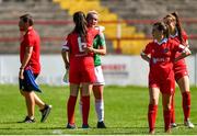 8 August 2020; Saoirse Noonan of Cork City with Alex Kavanagh of Shelbourne following the FAI Women's National League match between Shelbourne and Cork City at Tolka Park in Dublin. Photo by Eóin Noonan/Sportsfile