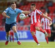 8 August 2020; Regan Donelan of Sligo Rovers in action against Georgie Poynton of Shelbourne during the SSE Airtricity League Premier Division match between Sligo Rovers and Shelbourne at The Showgrounds in Sligo. Photo by Stephen McCarthy/Sportsfile