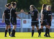 8 August 2020; Ellen Molloy of Wexford Youths, centre, celebrates after scoring her side's second goal with team-mate Ciara Rossiter during the FAI Women's National League match between Wexford Youths and Bohemians at Ferrycarrig Park in Wexford. Photo by Sam Barnes/Sportsfile