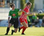 8 August 2020; Karen Duggan of Peamount United in action against Tara O’Gorman of Treaty United during the FAI Women's National League match between Peamount United and Treaty United at PRL Park in Greenogue, Dublin. Photo by Seb Daly/Sportsfile