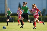 8 August 2020; Karen Duggan of Peamount United in action against Maura Shine of Treaty United during the FAI Women's National League match between Peamount United and Treaty United at PRL Park in Greenogue, Dublin. Photo by Seb Daly/Sportsfile