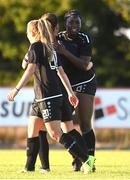 8 August 2020; Vanessa Ogbonna of Wexford Youths, right, celebrates with team-mates after scoring her side's third goal during the FAI Women's National League match between Wexford Youths and Bohemians at Ferrycarrig Park in Wexford. Photo by Sam Barnes/Sportsfile