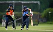 9 August 2020; Rachel Delaney of Typhoons plays a shot as Shauna Kavanagh of Scorchers watches on during the Women's Super Series match between Scorchers and Typhoons at Pembroke Cricket Club in Park Avenue, Dublin. Photo by Sam Barnes/Sportsfile