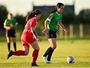 8 August 2020; Niamh Farrelly of Peamount United in action against Laura Kavanagh of Treaty United during the FAI Women's National League match between Peamount United and Treaty United at PRL Park in Greenogue, Dublin. Photo by Seb Daly/Sportsfile