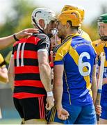 9 August 2020; James Egan of Cappataggle and Paul Huban of Loughrea during the Galway County Senior Hurling Championship Group 1 match between Cappataggle and Loughrea at Duggan Park in Ballinasloe, Galway. Photo by Ramsey Cardy/Sportsfile