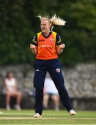 9 August 2020; Gaby Lewis of Scorchers celebrates after bowling Orla Prendergast of Typhoons during the Women's Super Series match between Scorchers and Typhoons at Pembroke Cricket Club in Park Avenue, Dublin. Photo by Sam Barnes/Sportsfile