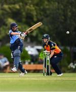 9 August 2020; Rachel Delaney of Typhoons hits a four during the Women's Super Series match between Scorchers and Typhoons at Pembroke Cricket Club in Park Avenue, Dublin. Photo by Sam Barnes/Sportsfile
