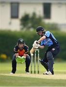 9 August 2020; Louise Little of Typhoons plays a shot as Shauna Kavanagh of Scorchers watches on during the Women's Super Series match between Scorchers and Typhoons at Pembroke Cricket Club in Park Avenue, Dublin. Photo by Sam Barnes/Sportsfile