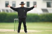 9 August 2020; Umpire Paul Reynolds signals a wide during the Women's Super Series match between Scorchers and Typhoons at Pembroke Cricket Club in Park Avenue, Dublin. Photo by Sam Barnes/Sportsfile