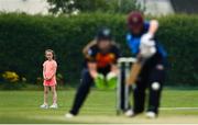 9 August 2020; Leah Whaley, aged 7, from Sandymount in Dublin watches on as Celeste Raack of Typhoons bats during the Women's Super Series match between Scorchers and Typhoons at Pembroke Cricket Club in Park Avenue, Dublin. Photo by Sam Barnes/Sportsfile