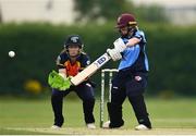 9 August 2020; Celeste Raack of Typhoons plays a shot as Shauna Kavanagh of Scorchers watches on during the Women's Super Series match between Scorchers and Typhoons at Pembroke Cricket Club in Park Avenue, Dublin. Photo by Sam Barnes/Sportsfile