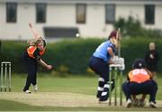 9 August 2020; Hannah Little of Scorchers bowls to Celeste Raack of Typhoons during the Women's Super Series match between Scorchers and Typhoons at Pembroke Cricket Club in Park Avenue, Dublin. Photo by Sam Barnes/Sportsfile