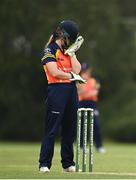 9 August 2020; Shauna Kavanagh of Scorchers reacts to a dropped catch during the Women's Super Series match between Scorchers and Typhoons at Pembroke Cricket Club in Park Avenue, Dublin. Photo by Sam Barnes/Sportsfile