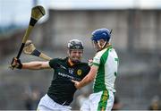 9 August 2020; Shane O'Keeffe of Blackrock in action against Kieran O'Sullivan of Newtownshandrum during the Cork County Senior Hurling Championship Group B Round 2 match between Newtownshandrum and Blackrock at Mallow GAA Grounds in Mallow, Cork. Photo by Piaras Ó Mídheach/Sportsfile