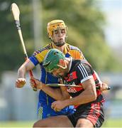 9 August 2020; Anthony Burns of Loughrea in action against James Garvey of Cappataggle during the Galway County Senior Hurling Championship Group 1 match between Cappataggle and Loughrea at Duggan Park in Ballinasloe, Galway. Photo by Ramsey Cardy/Sportsfile