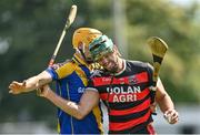 9 August 2020; Anthony Burns of Loughrea in action against James Garvey of Cappataggle during the Galway County Senior Hurling Championship Group 1 match between Cappataggle and Loughrea at Duggan Park in Ballinasloe, Galway. Photo by Ramsey Cardy/Sportsfile