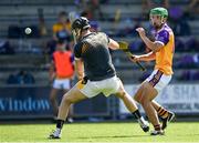 9 August 2020; Richie Lawlor of Faythe Harriers shoots to score his side's first goal past Brian Murphy of Shelmaliers during the Wexford County Senior Hurling Championship Quarter-Final match between Faythe Harriers and Shelmaliers at Chadwicks Wexford Park in Wexford. Photo by Harry Murphy/Sportsfile