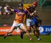 9 August 2020; Jim Berry of Faythe Harriers in action against Ciaran Shaughnessy of Shelmaliers during the Wexford County Senior Hurling Championship Quarter-Final match between Faythe Harriers and Shelmaliers at Chadwicks Wexford Park in Wexford. Photo by Harry Murphy/Sportsfile