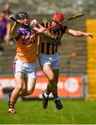 9 August 2020; Jim Berry of Faythe Harriers in action against Ciaran Shaughnessy of Shelmaliers during the Wexford County Senior Hurling Championship Quarter-Final match between Faythe Harriers and Shelmaliers at Chadwicks Wexford Park in Wexford. Photo by Harry Murphy/Sportsfile