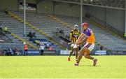 9 August 2020; Lee Chin of Faythe Harriers hits the post from a penalty during the Wexford County Senior Hurling Championship Quarter-Final match between Faythe Harriers and Shelmaliers at Chadwicks Wexford Park in Wexford. Photo by Harry Murphy/Sportsfile