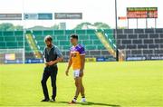 9 August 2020; Former Wexford hurler Diarmuid Lyng speaks with Lee Chin of Faythe Harriers following the Wexford County Senior Hurling Championship Quarter-Final match between Faythe Harriers and Shelmaliers at Chadwicks Wexford Park in Wexford. Photo by Harry Murphy/Sportsfile