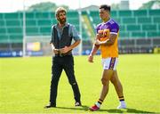 9 August 2020; Former Wexford hurler Diarmuid Lyng speaks with Lee Chin of Faythe Harriers following the Wexford County Senior Hurling Championship Quarter-Final match between Faythe Harriers and Shelmaliers at Chadwicks Wexford Park in Wexford. Photo by Harry Murphy/Sportsfile