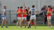 9 August 2020; James Durcan of Castlebar Mitchels, 11, is shown a red card by referee John Glavey during the Mayo County Senior Football Championship Group 1 Round 3 match between Castlebar Mitchels and Breaffy at Páirc Josie Munnelly in Castlebar, Mayo. Photo by Brendan Moran/Sportsfile
