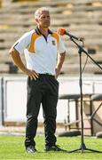 9 August 2020; Shelmaliers manager Vinny Parker speaks to TG4 following the Wexford County Senior Hurling Championship Quarter-Final match between Faythe Harriers and Shelmaliers at Chadwicks Wexford Park in Wexford. Photo by Harry Murphy/Sportsfile