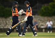 9 August 2020; Sophie MacMahon of Scorchers, right, celebrates with Shauna Kavanagh after scoring a half century during the Women's Super Series match between Scorchers and Typhoons at Pembroke Cricket Club in Park Avenue, Dublin. Photo by Sam Barnes/Sportsfile