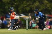 9 August 2020; Sophie MacMahon of Scorchers plays a shot as Amy Hunter of Typhoons watches on during the Women's Super Series match between Scorchers and Typhoons at Pembroke Cricket Club in Park Avenue, Dublin. Photo by Sam Barnes/Sportsfile