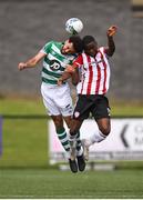 9 August 2020; Roberto Lopes of Shamrock Rovers in action against James Akintunde of Derry City during the SSE Airtricity League Premier Division match between Derry City and Shamrock Rovers at Ryan McBride Brandywell Stadium in Derry. Photo by Stephen McCarthy/Sportsfile