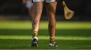 9 August 2020; A detailed view of tattoos on the legs of Dan Shanahan of Lismore during the Waterford County Senior Hurling Championship Group D match between Dungarvan and Lismore at Fraher Field in Dungarvan, Waterford. Photo by Eóin Noonan/Sportsfile