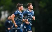 10 August 2020; Dan Sheehan, left, and Ryan Baird during Leinster Rugby squad training at UCD in Dublin. Photo by Ramsey Cardy/Sportsfile