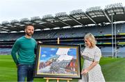 12 August 2020; A picture paints 100 words: Artist David Sweeney, who is a former Dublin senior hurling captain and eLearning Manager at Croke Park, shows his specially commissioned Bloody Sunday commemoration artwork to GAA Museum Education & Events Manager, Julianne McKeigue, a descendent of Tipperary footballer Michael Hogan who was killed during the Bloody Sunday attack, at the launch of the GAA Museum’s Bloody Sunday centenary events series. For a full list of events over the coming months visit www.crokepark.ie/bloodysunday. Photo by Brendan Moran/Sportsfile